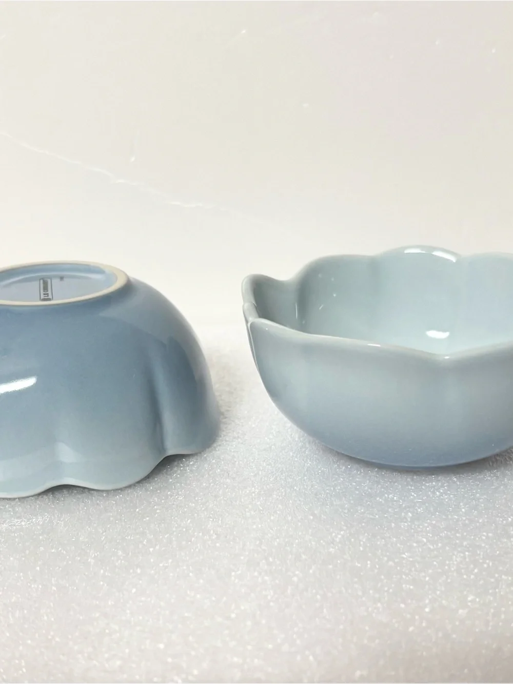 Le Creuset Scalloped Light Blue Ceramic Serving Bowls, Set of 2